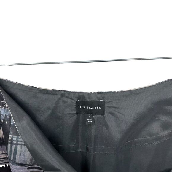 The Limited Women Silk Blend Mini Skirt A Line Side Zip Lined Black Silver Sz 2 - Picture 6 of 6